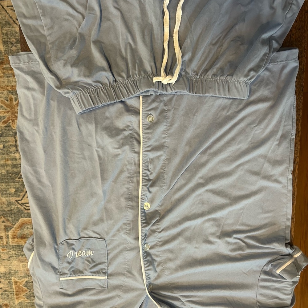 Blue Pajama Set with White Trim
